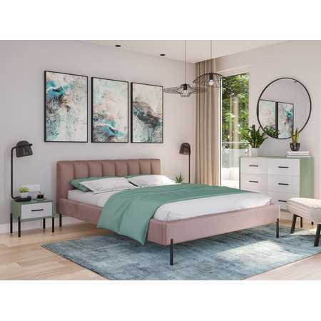 Čalouněná postel MILAN rozměr 160x200 cm Světle růžová TT-FURNITURE