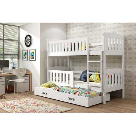 Dětská patrová postel KUBUS s výsuvnou postelí 80x190 cm - bílá Bílá BMS