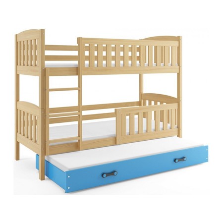 Dětská patrová postel KUBUS s výsuvnou postelí 80x190 cm - borovice Modrá BMS