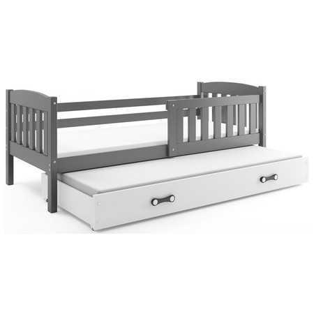 Dětská postel KUBUS s výsuvnou postelí 80x190 cm - grafit Bílá BMS