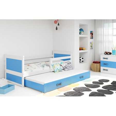 Dětská postel s výsuvnou postelí RICO 200x90 cm Modrá Bílá BMS