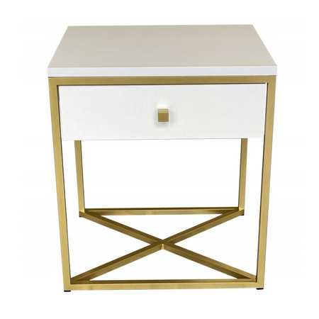 Noční stolek GOLDEN - bílá matná/zlatá SZAFFETO