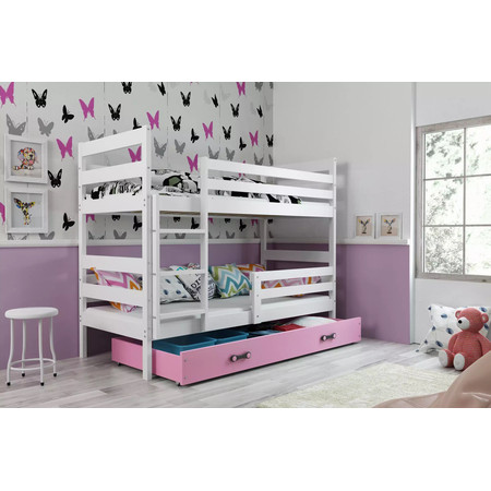 Dětská patrová postel ERYK 80x160 cm - bílá Růžová BMS