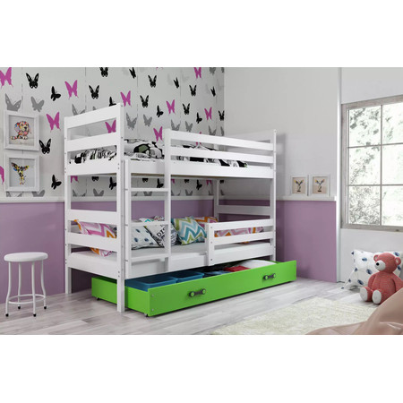 Dětská patrová postel ERYK 80x160 cm - bílá Zelená BMS