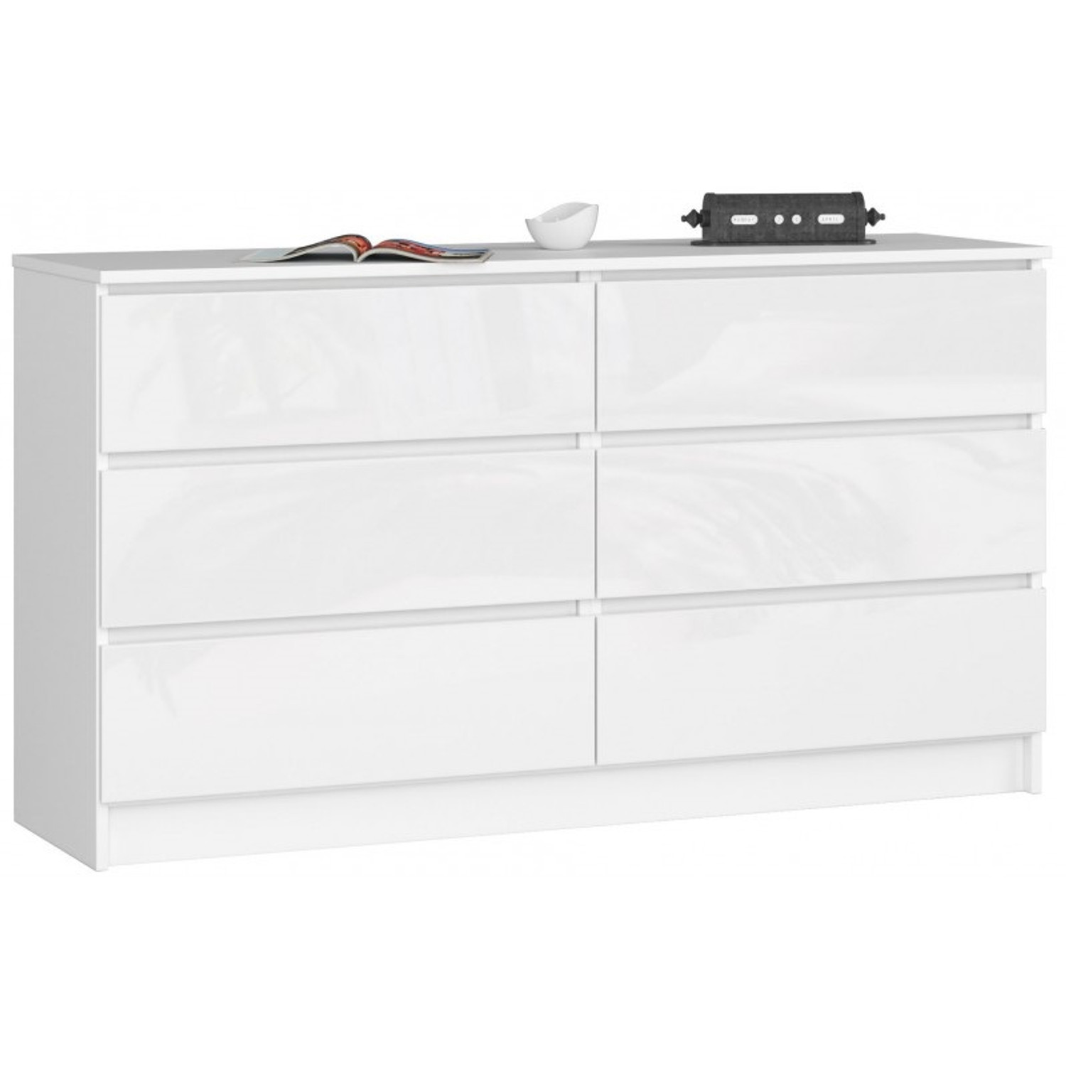 Komoda K120 6SZ CLP-bílá/bílý lesk Akord