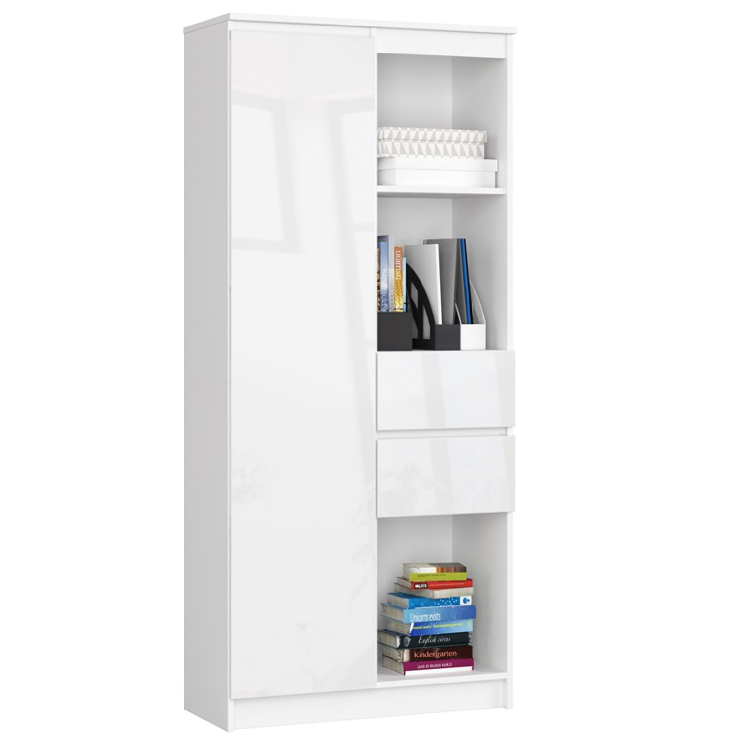 Regál R 80cm CLP R15 bílá/bílý lesk Akord