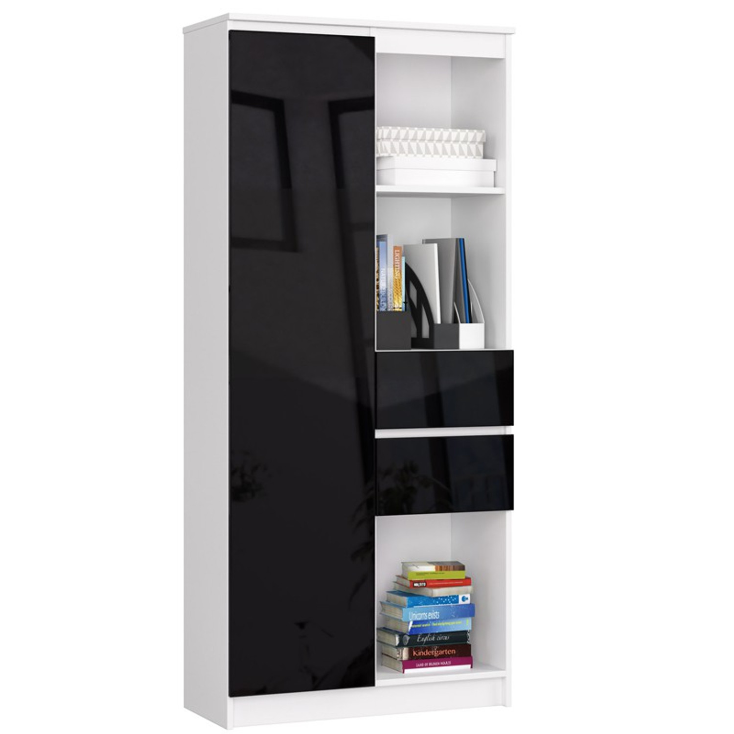 Regál R15 R80 1D 2SZ-bílá/černá Akord