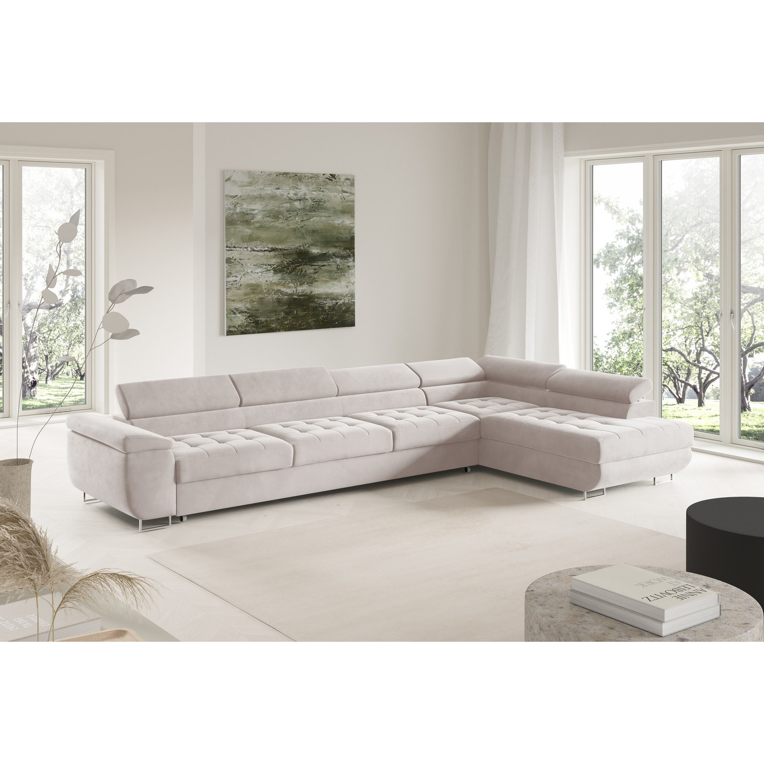 Rohová rozkládací sedací souprava BENJAMIN 155 XL Pravá Béžová II SG nabytek