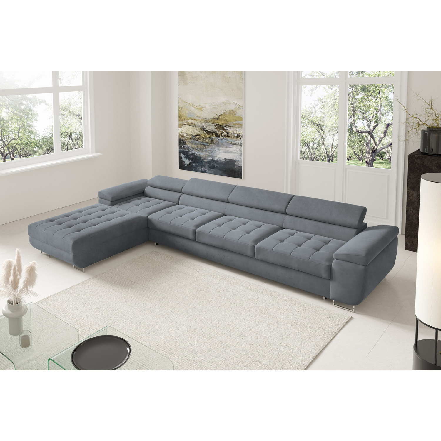 Rohová rozkládací sedací souprava BENJAMIN 272 XL Levá Šedá I SG nabytek