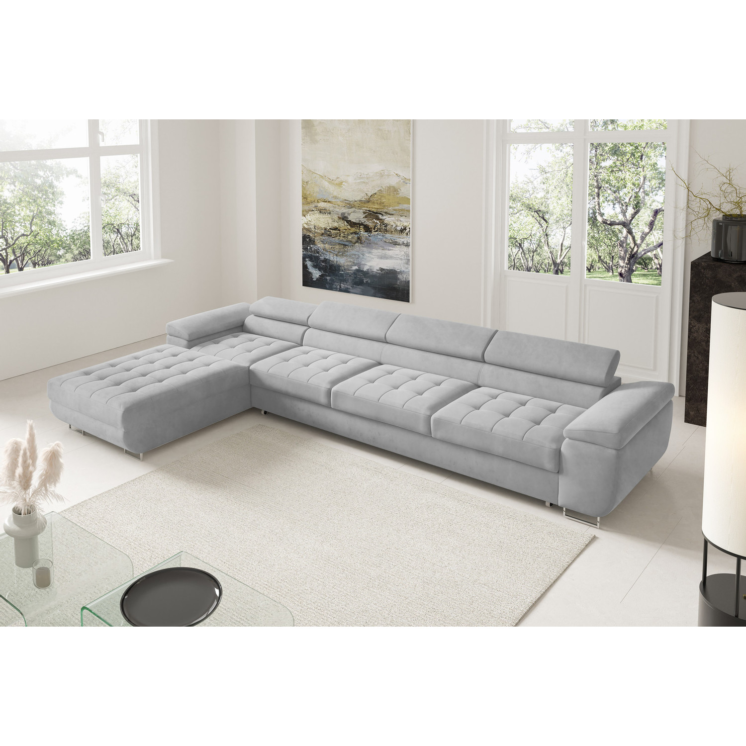 Rohová rozkládací sedací souprava BENJAMIN 272 XL Levá Šedá III SG nabytek