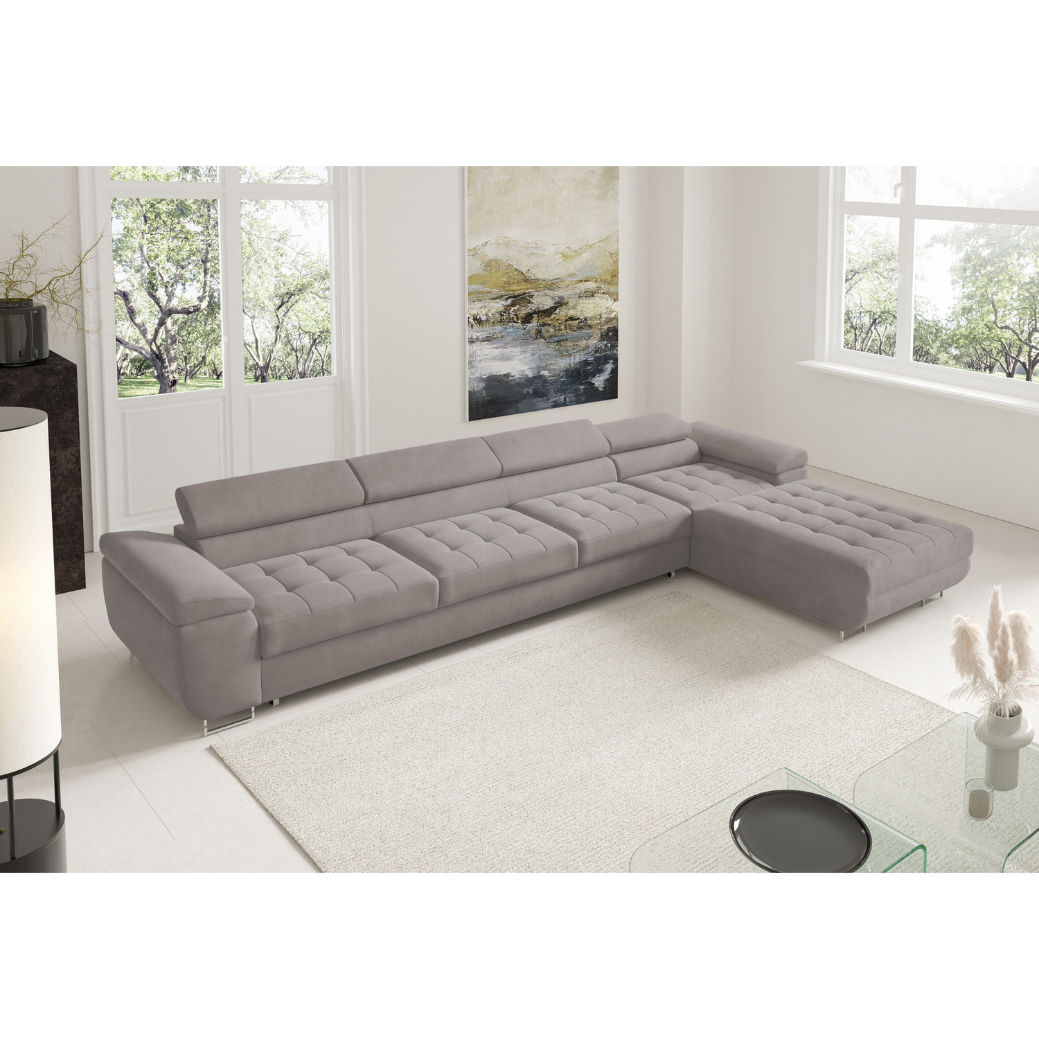 Rohová rozkládací sedací souprava BENJAMIN 272 XL Pravá Šedá VI SG nabytek