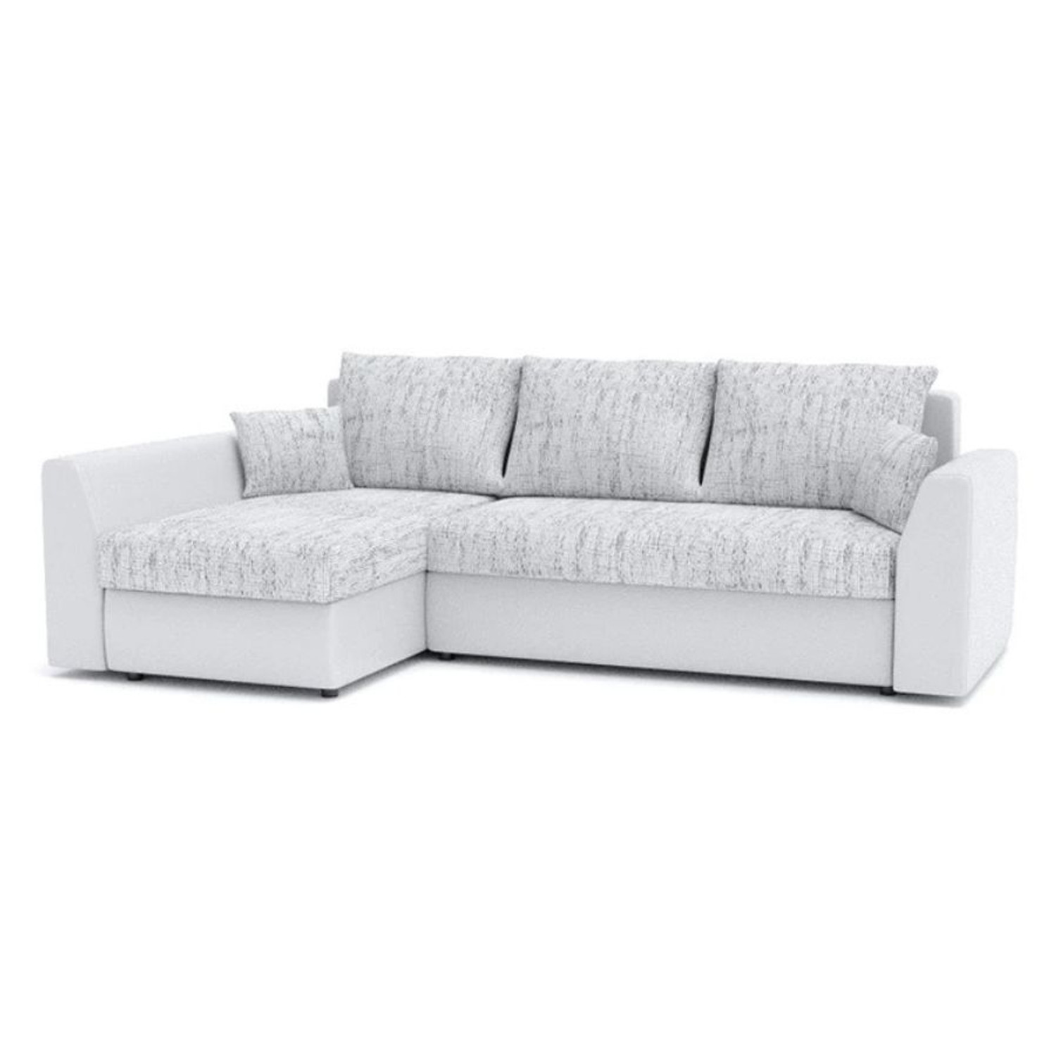 Rohová rozkládací sedací souprava PAUL látka v kombinaci s eko-kůží MODEL 3 Světle šedá/bílá eko-kůže SG-nábytek